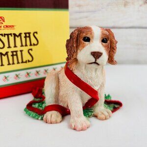 Silver Deer Tom Rubel Christmas Animals Brown White Puppy Dog Figurine